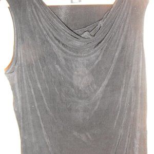 citiknit, 1X, black cowl neck sleeveless top